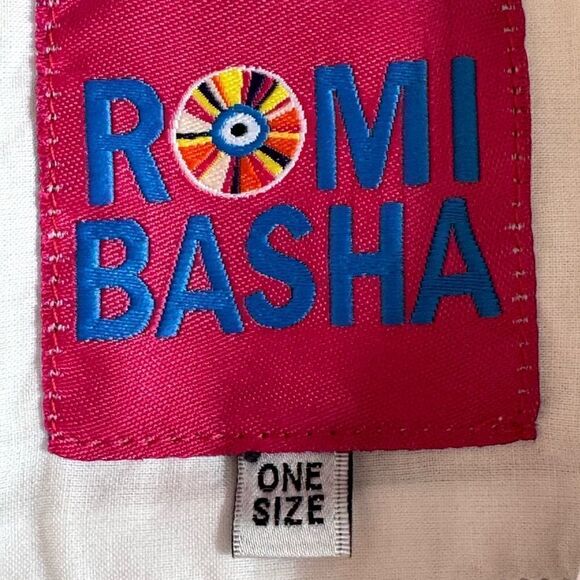 Romi Basha shirt womens one Size white leopard trim Button up Cotton casual top - Picture 5 of 12